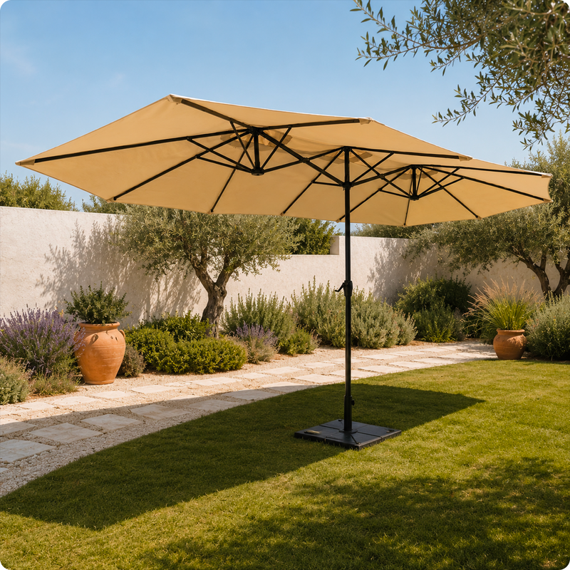 Ombrellone da Giardino Ovale XXL 460x270 in Acciaio al Carbonio e Telone in Poliestere - Altezza 2,45m (Base NON Inclusa)