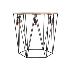 Tavolino Esagonale In Legno E Metallo 43x40cm
