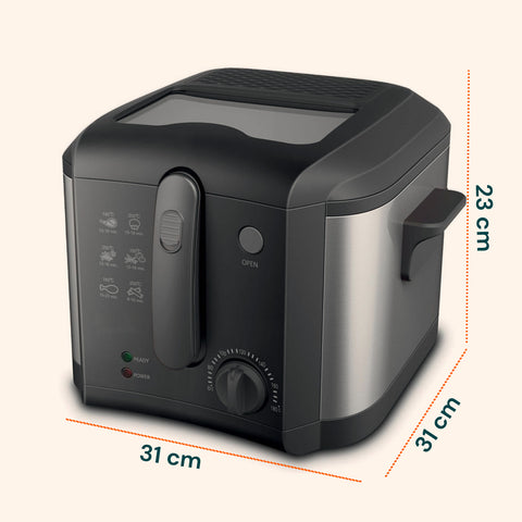 Friggitrice Elettrica 3L in Acciaio Inox, Filtro Antiodore e Termostato Regolabile