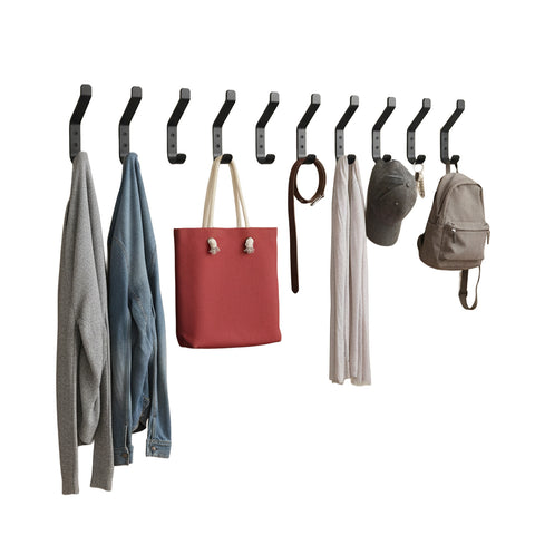 Ganci Appenditutto da Parete in Metallo Nero 10 Pezzi con Kit di Montaggio