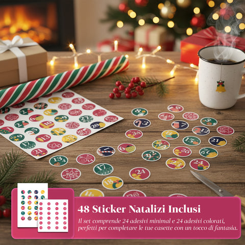 Calendari dell’Avvento – Versione Albero con Cassetti o Casette con Sticker