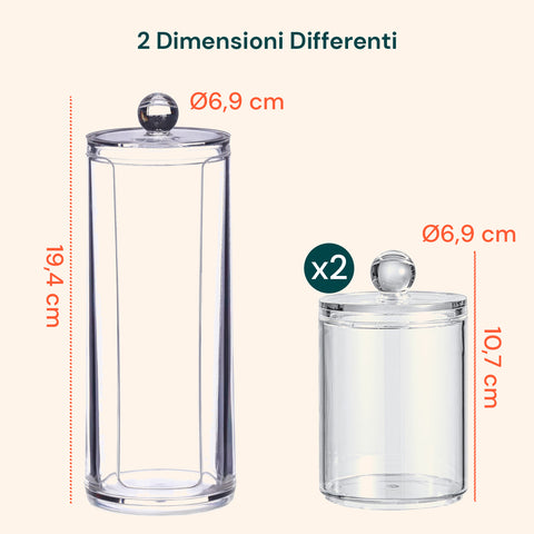 Organizer Bagno Trasparenti – Set 3 Pezzi con Coperchio Multiuso in PP