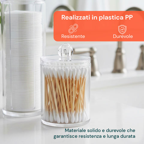 Organizer Bagno Trasparenti – Set 3 Pezzi con Coperchio Multiuso in PP