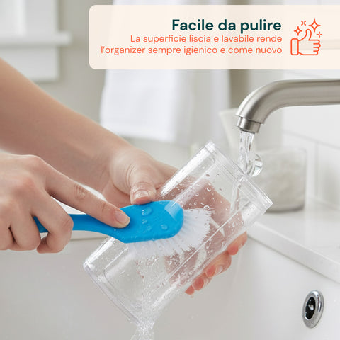 Organizer Bagno Trasparenti – Set 3 Pezzi con Coperchio Multiuso in PP