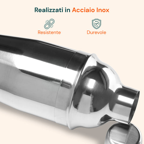 Set Cocktail 6 Pezzi con Supporto in Legno - Shaker e Accessori Bar