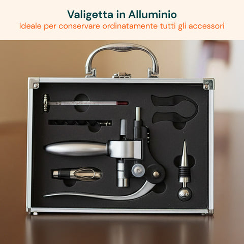 Set Sommelier 6 Pezzi in Valigetta Elegante in Alluminio