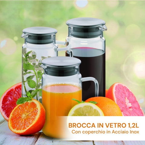 Caraffa in Vetro Borosilicato 1,2L – per Bevande Calde o Fredde