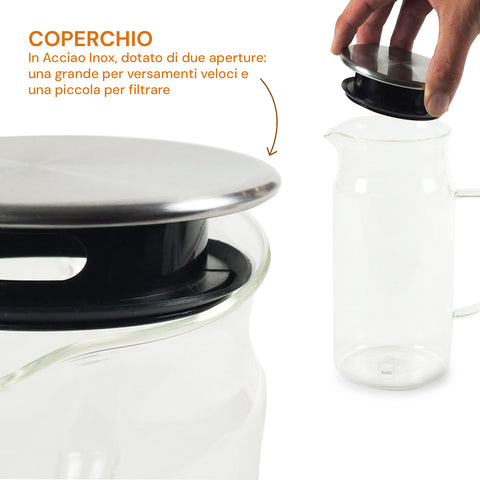 Yavaya Caraffa in vetro di alta qualità, 2 l, in vetro borosilicato resistente al calore, con Yavaya Caraffa in vetro di alta qualità, 2 l, in vetro borosilicato resistente al calore, con
