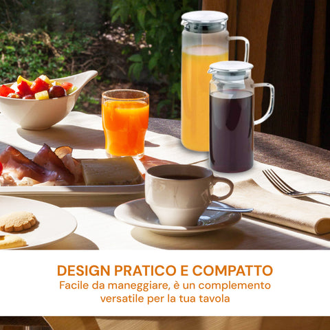 Caraffa in Vetro Borosilicato 1,2L – per Bevande Calde o Fredde
