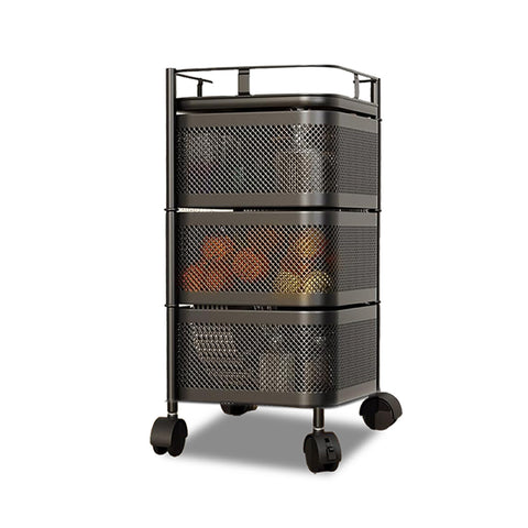 Carrello Multiuso Richiudibile con 3/4/5 Cestelli Rotondi/Quadrati e Ruote Salvaspazio Nero/Bianco