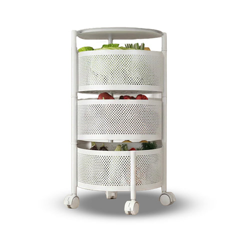 Carrello Multiuso Richiudibile con 3/4/5 Cestelli Rotondi/Quadrati e Ruote Salvaspazio Nero/Bianco