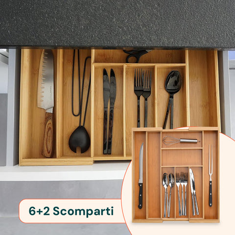 Organizer Per Cassetti Estensibile In Bamboo