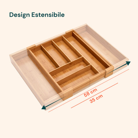Organizer Per Cassetti Estensibile In Bamboo