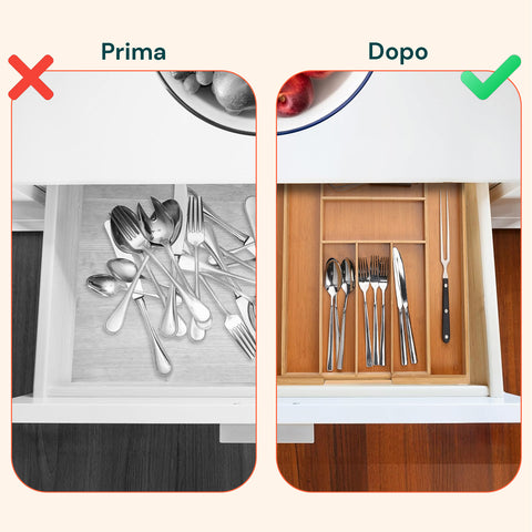 Organizer Per Cassetti Estensibile In Bamboo