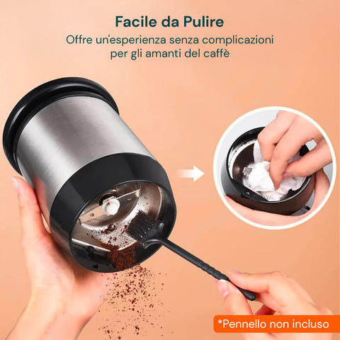 Macina Caffè Elettrico Inox con Lama in Acciaio e Grado di Macinatura Regolabile
