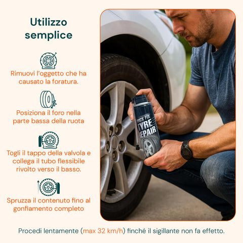 Spray Ripara Pneumatici Rapido 300ml – Sigilla Forature in Pochi Secondi