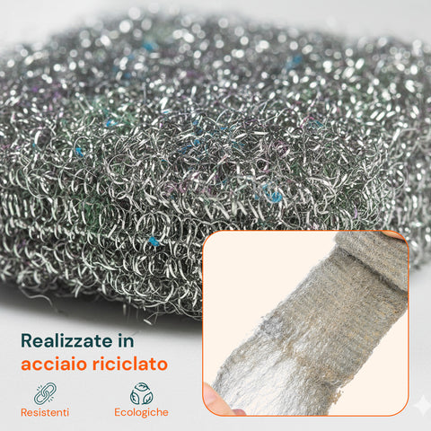 Spugne Saponate in Acciaio 10 Pz – Pulizia Profonda Cucina
