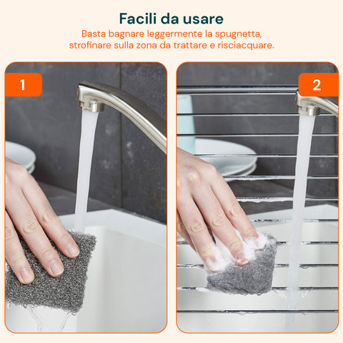 Spugne Saponate in Acciaio 10 Pz – Pulizia Profonda Cucina