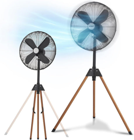 Ventilatore 50W Pale 40 cm, Treppiede Richiudibile in Legno - Design Moderno