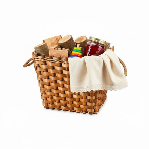 Cesto in Legno per Legna da Camino – Fodera in Juta e Maniglie Resistenti