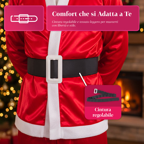 Costume di Babbo Natale Completo – Cappello, Barba, Giacca e Pantaloni