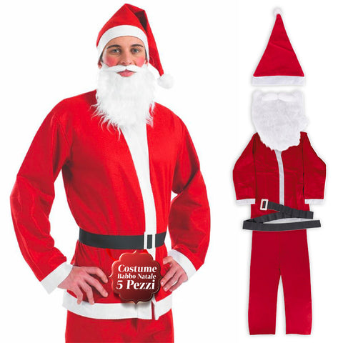 Costume di Babbo Natale Completo – Cappello, Barba, Giacca e Pantaloni