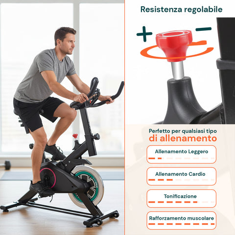 Indoor Bike Professionale – Telaio in Acciaio e Display con Supporto Telefono