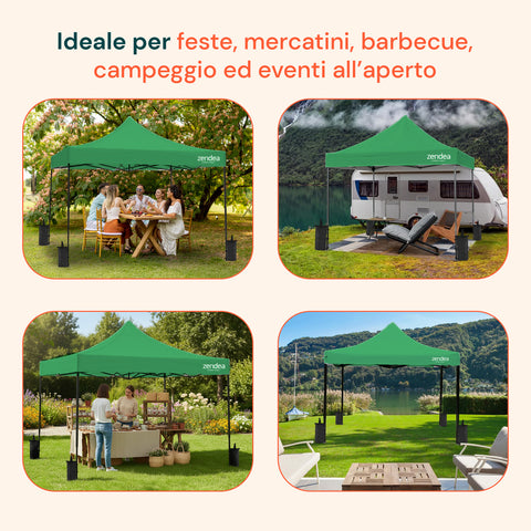 Gazebo Richiudibile 3x3 m Impermeabile con Borsa e Pesi Inclusi
