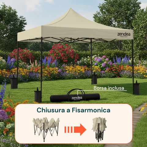 Gazebo Richiudibile 3x3 m Impermeabile con Borsa e Pesi Inclusi