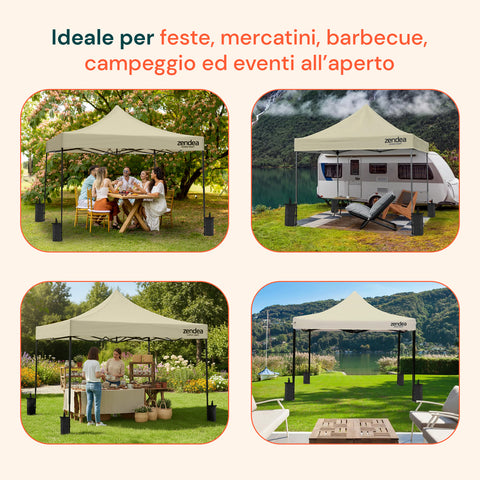Gazebo Richiudibile 3x3 m Impermeabile con Borsa e Pesi Inclusi