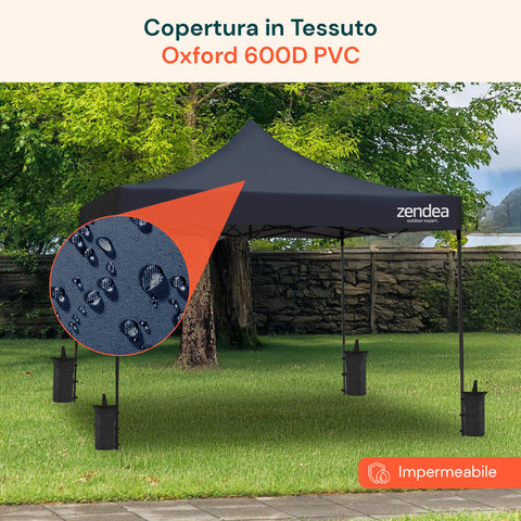 Gazebo Richiudibile 3x3 m Impermeabile con Borsa e Pesi Inclusi