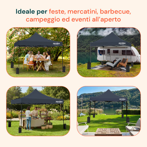 Gazebo Richiudibile 3x3 m Impermeabile con Borsa e Pesi Inclusi
