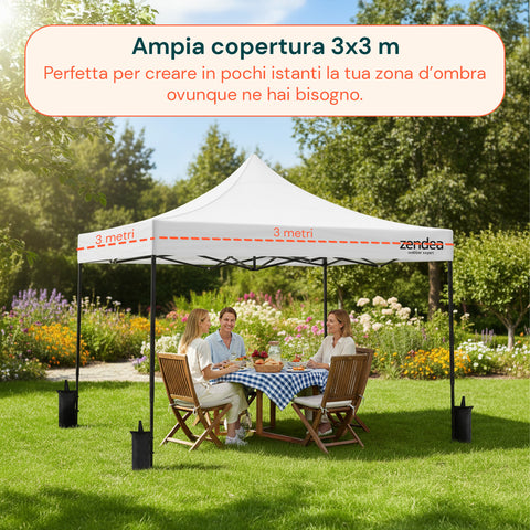 Gazebo Richiudibile 3x3 m Impermeabile con Borsa e Pesi Inclusi