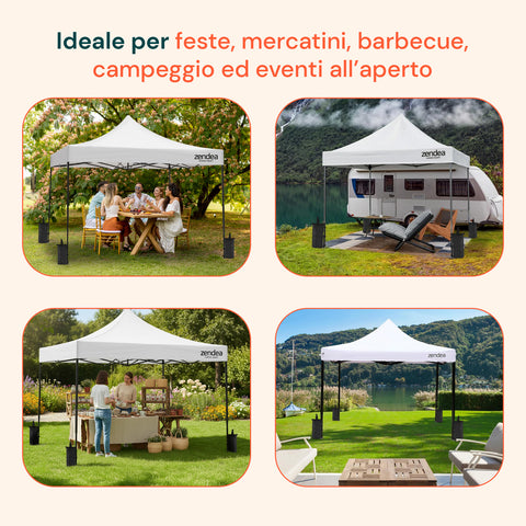 Gazebo Richiudibile 3x3 m Impermeabile con Borsa e Pesi Inclusi