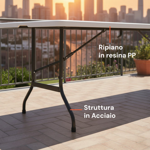 Tavolo Clori XL per Pic Nic Pieghevole Richiudibile a Valigetta in Resina PP