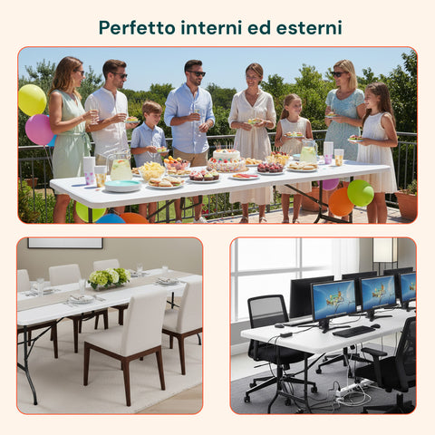 Tavolo Clori XL per Pic Nic Pieghevole Richiudibile a Valigetta in Resina PP