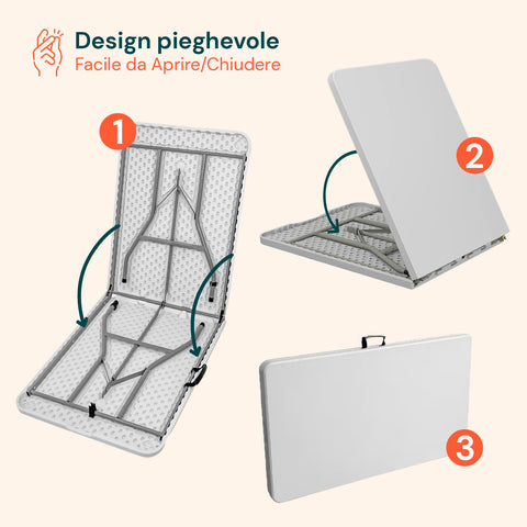 Tavolo Clori XL per Pic Nic Pieghevole Richiudibile a Valigetta in Resina PP