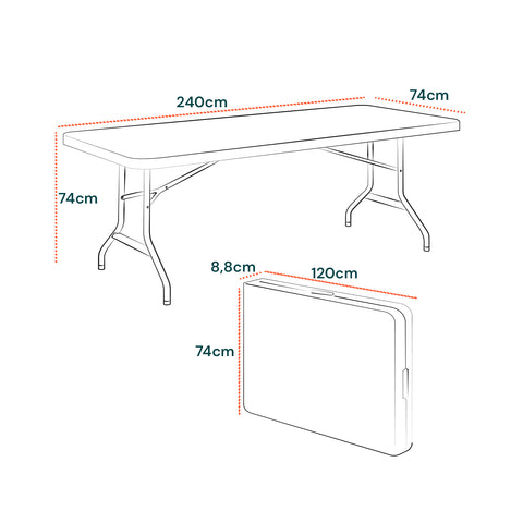Tavolo Clori XL per Pic Nic Pieghevole Richiudibile a Valigetta in Resina PP