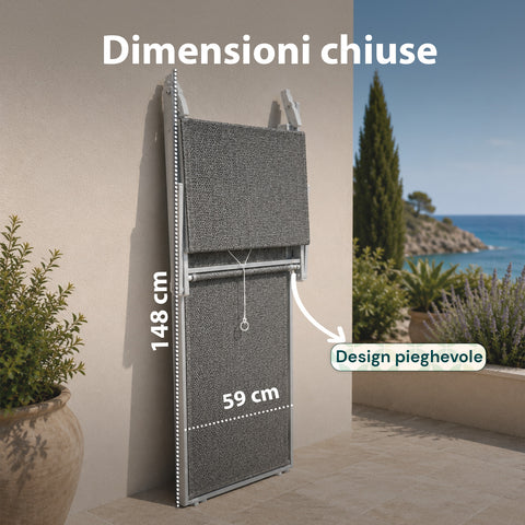 Lettino Prendisole Pieghevole in Alluminio e Textilene con Tettuccio Parasole 360° – Schienale Reclinabile e Portata 150kg