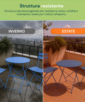Set Tavolo e 2 Sedie Richiudibili in Ferro da Giardino – Tavolo Rotondo ø 60cm e 2 Sedie Salvaspazio – Portata 150kg/100kg