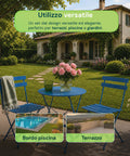 Set Tavolo e 2 Sedie Richiudibili in Ferro da Giardino – Tavolo Rotondo ø 60cm e 2 Sedie Salvaspazio – Portata 150kg/100kg