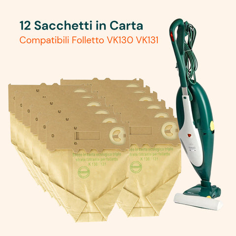 Sacchetti Vk 131 Vk 130 12pz 20 Profumi 2 Filtri Carboni 1 Hepa Cavo Spazzola Compatibili 36912161 - Foto 6