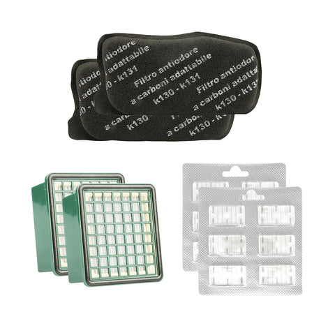 Set Filtri e Profumini VK130 VK131 Compatibili Folletto – Ricambi 6 Pezzi