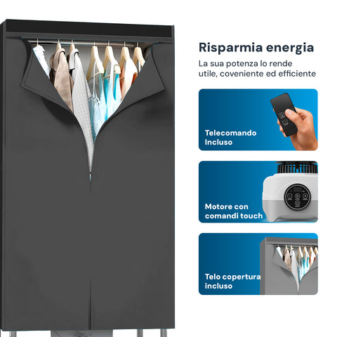 Asciugabiancheria Rettangolare con telecomando 1000w