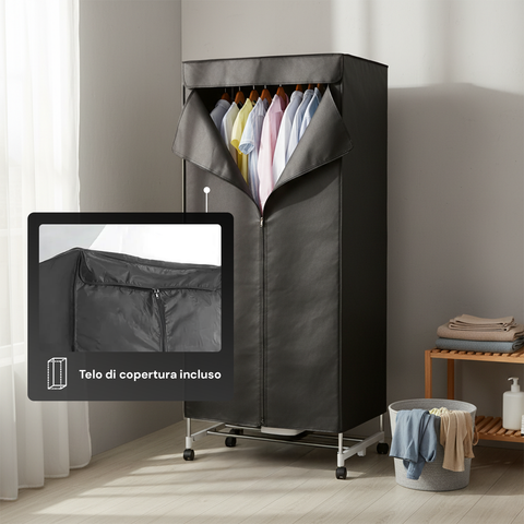 Asciugabiancheria ad Aria Rettangolare con Timer e Telo di Copertura 1000W