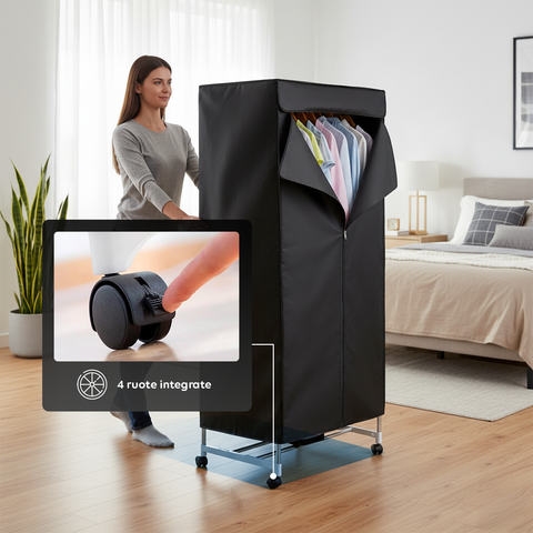 Asciugabiancheria ad Aria Rettangolare con Timer e Telo di Copertura 1000W