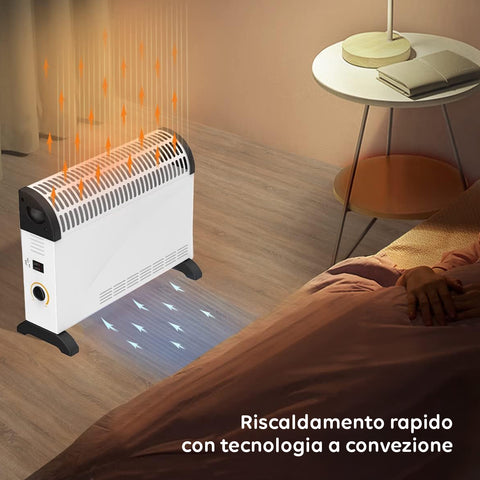 Termoconvettore elettrico Da Pavimento 2000w 57 x 20 x 40 cm Bianco
