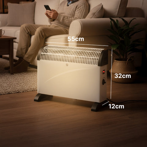 Termoconvettore elettrico Da Pavimento 2000w 57 x 20 x 40 cm Bianco