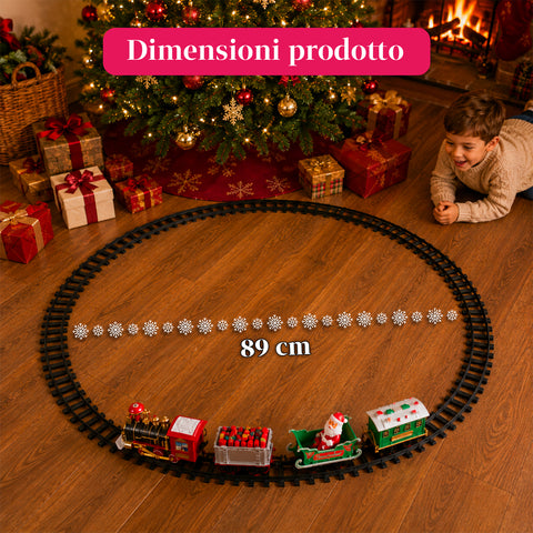 Trenino Elettrico Natalizio Animato Con Luci E Suoni per Albero di Natale