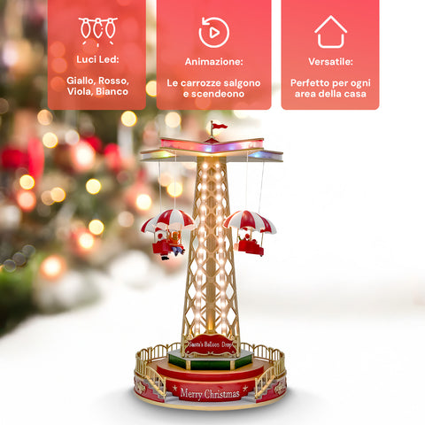 Giostra Natalizia Animata Con Musica E Luci Led